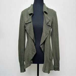 Banana Republic Womens Small Wool Cashmere Ruffle Dark Olive  Cardigan